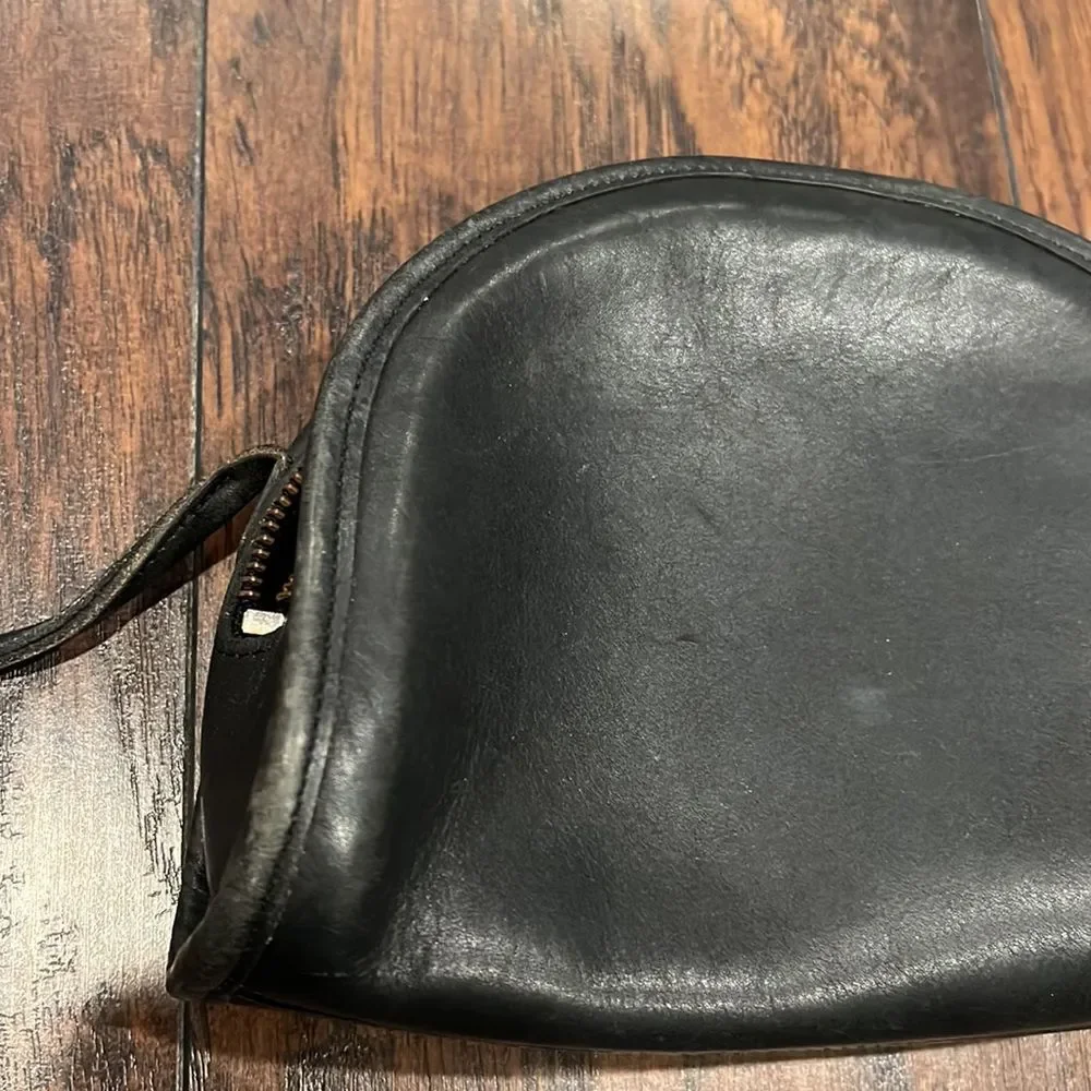 VTG Coach Shoulder Bag Half Moon Shape black full grain Leather made in USA - Picture 3 of 12